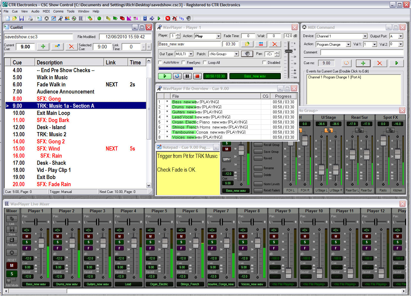 CTR ELECTRONICS CSC SHOW CONTROL SOFTWARE V3.4x (3 Computers on 1 Show)